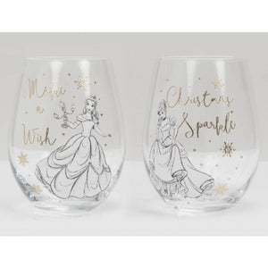 COLLECTIBLE SET OF 2 GLASSES: BELLE & CINDERELLA