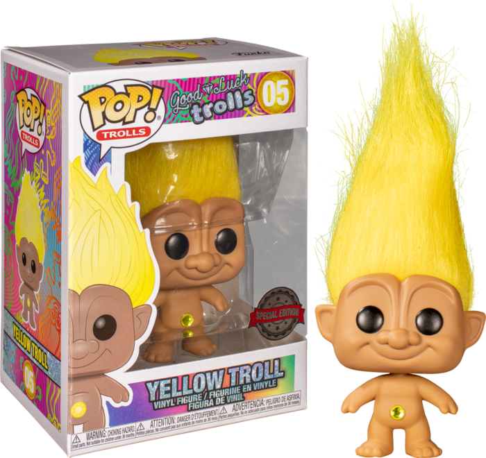 Trolls Yellow Troll US Exclusive Pop Vinyl! 05 + Pop Protector