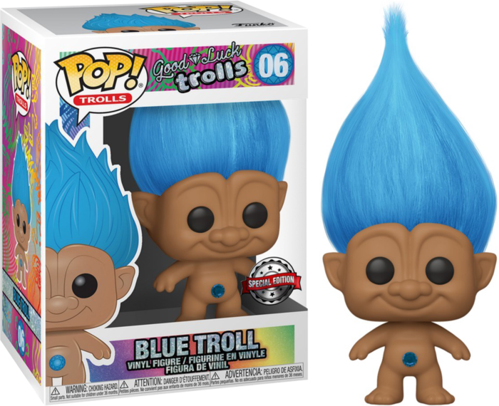 Trolls Blue Troll with Hair US Exclusive Pop Vinyl! 06 Damaged