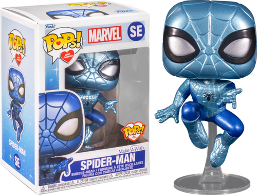 SpiderMan - Spider-Man Make A Wish Blue Metallic Pop! Vinyl Figure (Pops with Purpose) #SE