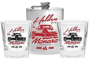 Holden Spirit Glasses Set of 2 and Flask Monaro