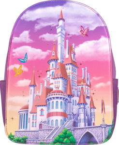 Beauty and the Beast (1991) - Castle Snap Flap 12" Faux Leather Mini Backpack - LoungeFly