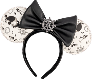 Mickey Mouse - Minnie Steamboat Willie Bow & Ears Faux Leather Headband