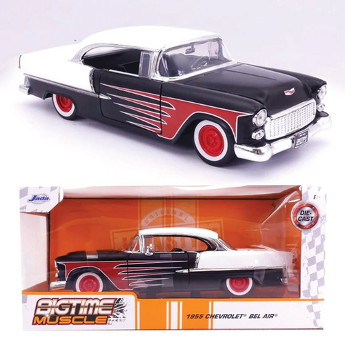 JADA BIG TIME MUSCLE 1955 CHEVY BEL AIR 1/24 IN SATIN BLACK by JADA