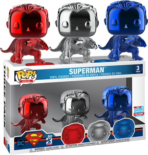 Superman - Superman Chrome NYCC 2018 Exclusive Pop Vinyl! 3-pack